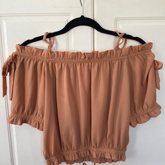 ❤️🔥5/20$ ACTIVE USA💫Women’s Summer☀️Sexy Tan Short Sleeve Bow Cropped Top - Picture 2 of 8